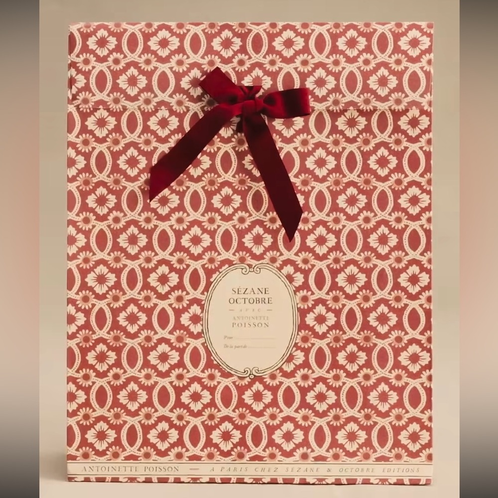 Sezane Gift Bag Floral Bow Pouch Holidays Gift Wrap Giving Christmas Large NEW